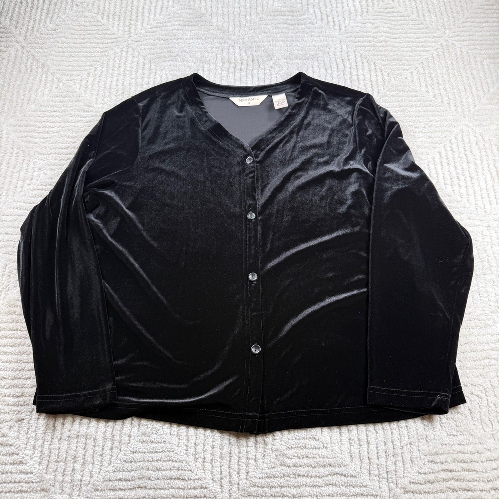 Bechamel Velvet Cardigan Women's 1X Black Gothm Victorian Grunge 90s Cocktail